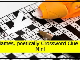 In flames, poetically Crossword Clue NYT Mini